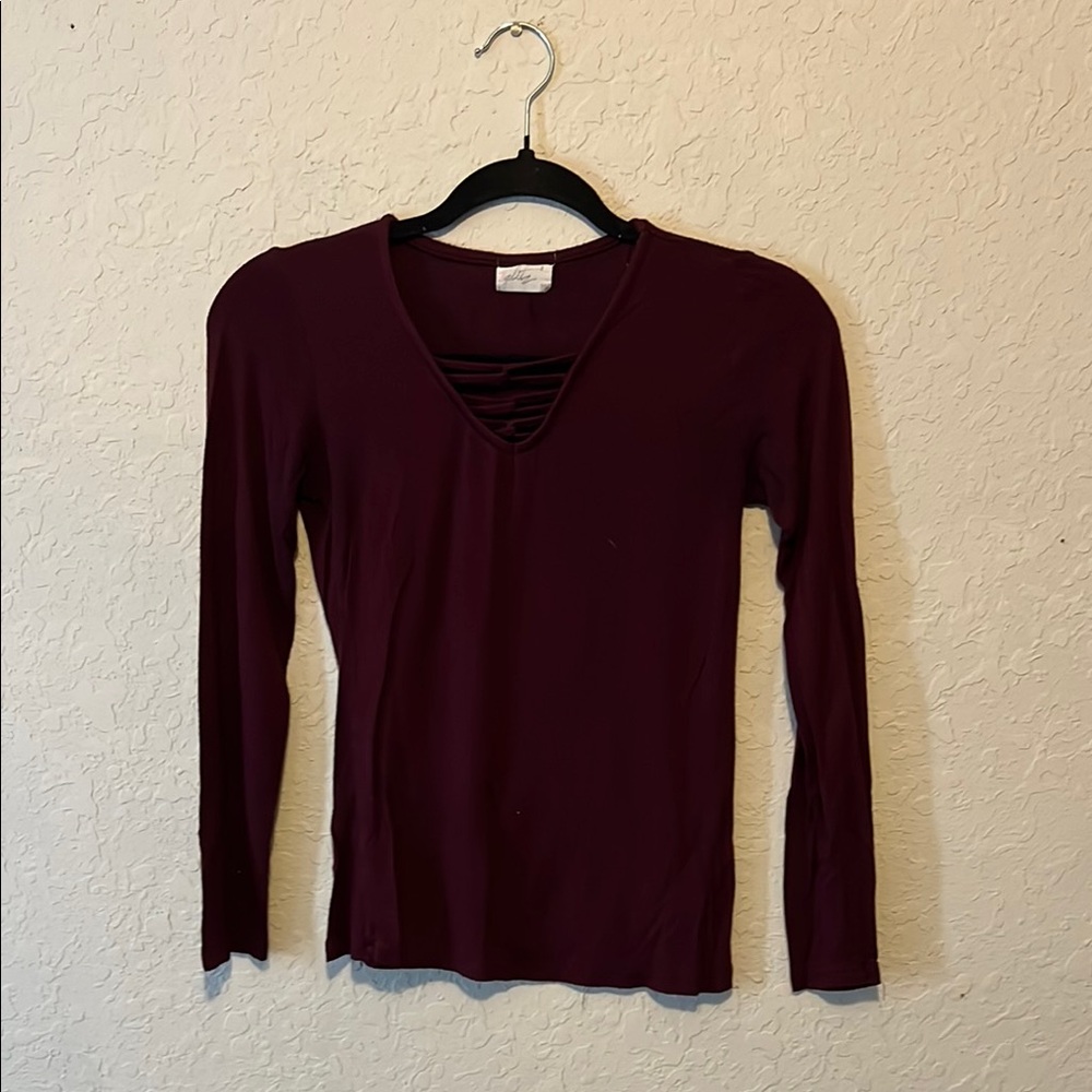 Glitz Red Fitted Blouse with Long Sleeves